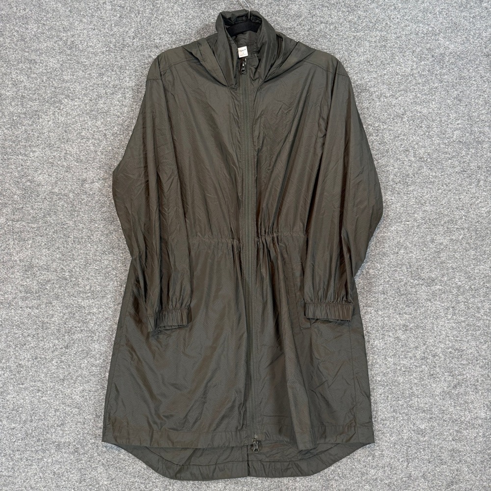 Old Navy Parka Jacket Womens Small Green Cinched Waist‎ Hooded Windbreaker